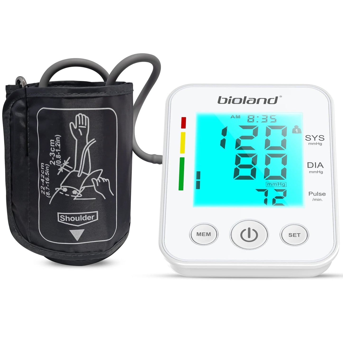 Bioland 2008 Upper Arm Digital Blood Pressure Monitor with Heart Rate Backlit