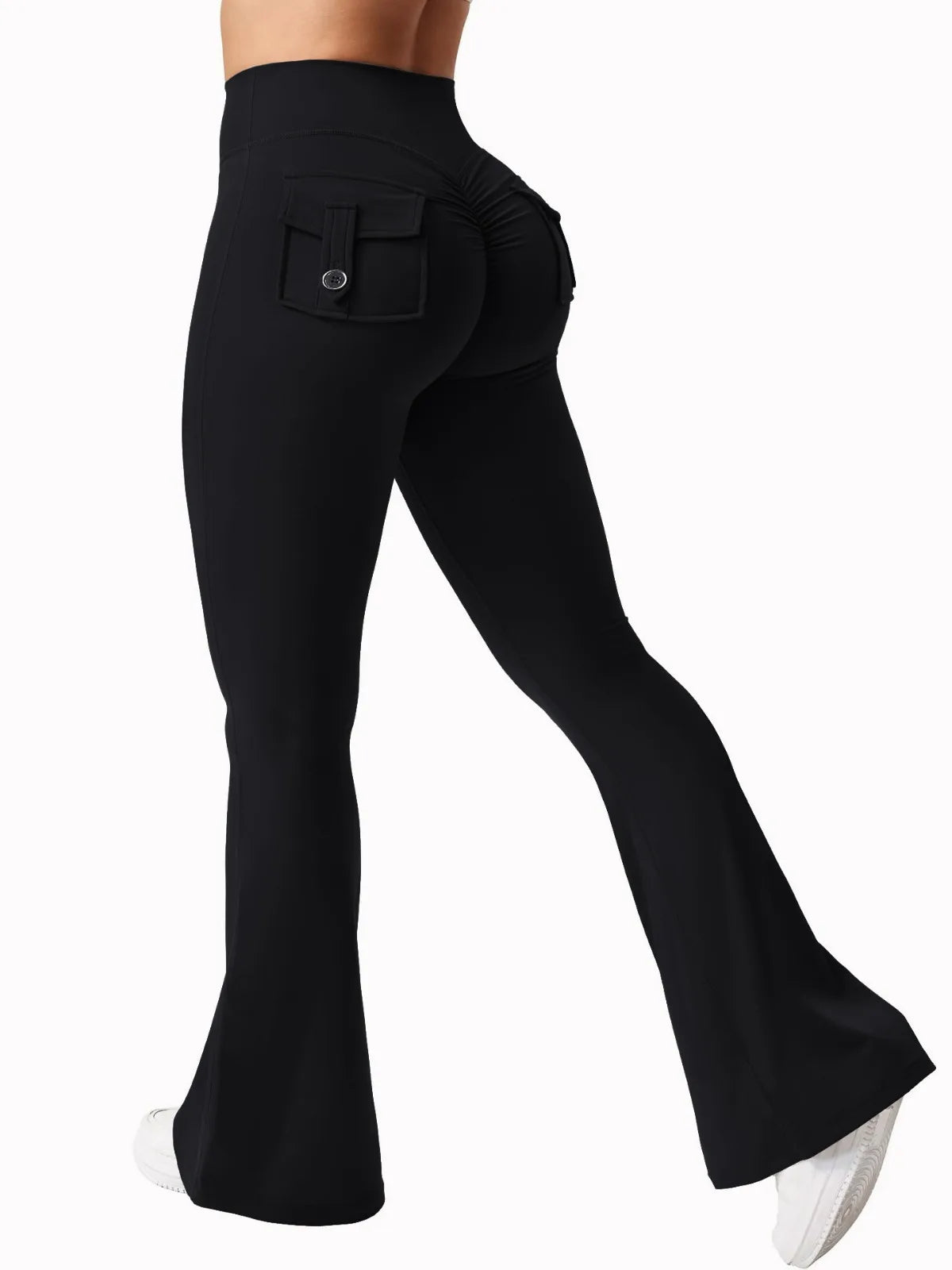 Women's New Flare Pants, Elastic Fabric, Flare Style, Trendy Design, Suitable for Yoga, Fitness and Workouts