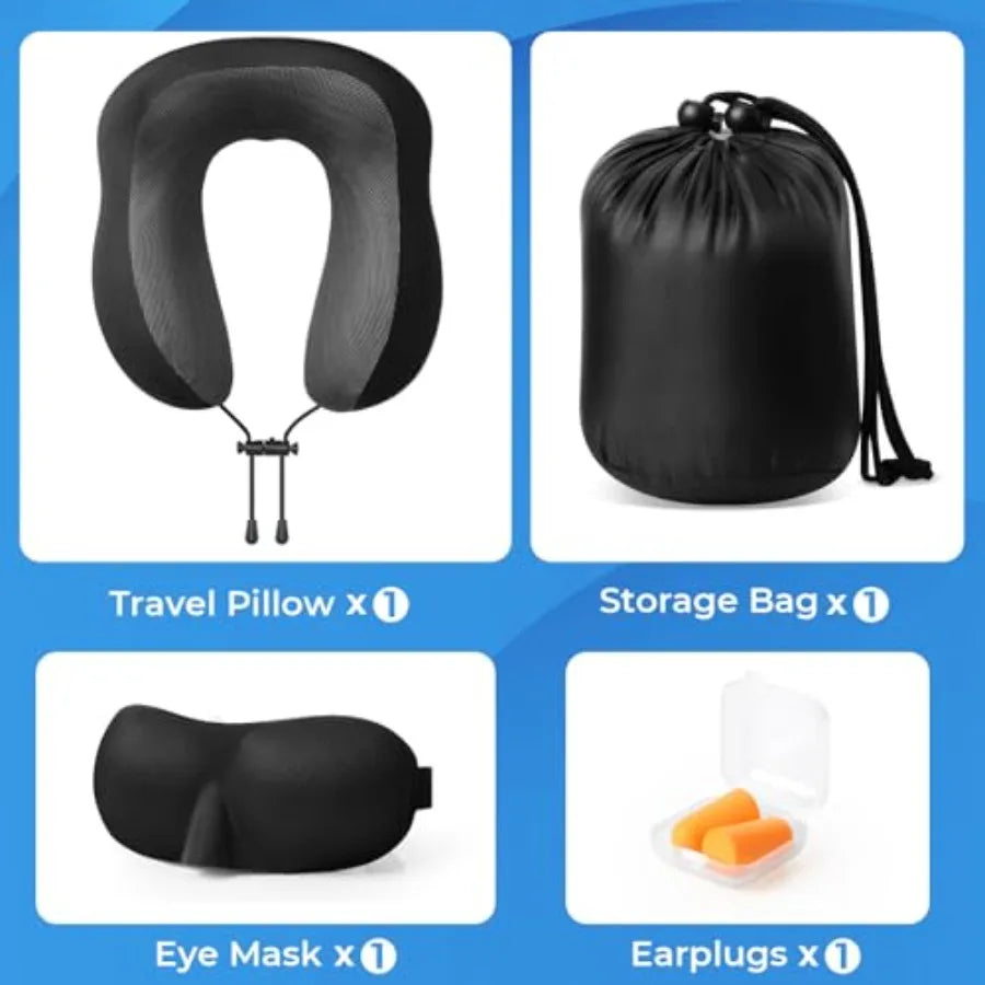 Travel Memory Foam Neck Pillow Adjustable Clasp for Travel