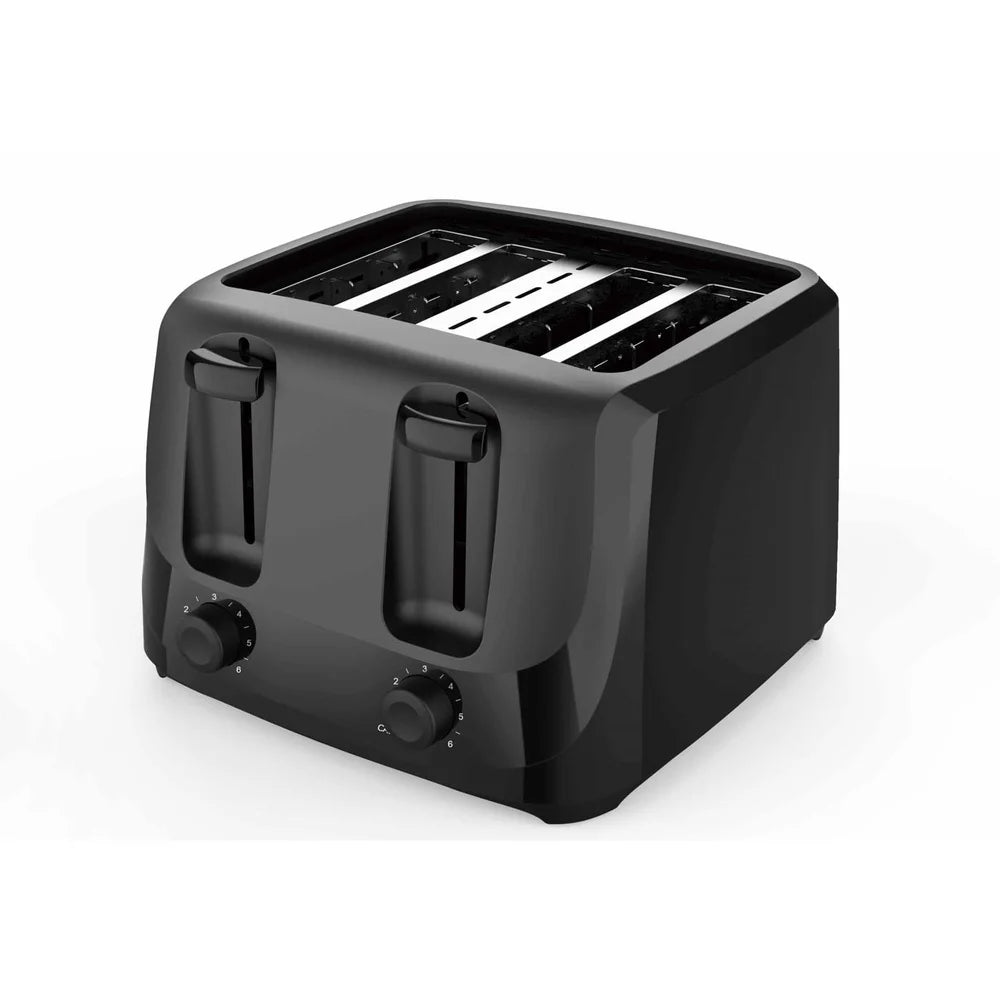 4 Slice Toaster with 6 Shade Settings Removable Crumb Tray Auto-Centering Guides Easy Operation Cord Wrap Tidy Countertop
