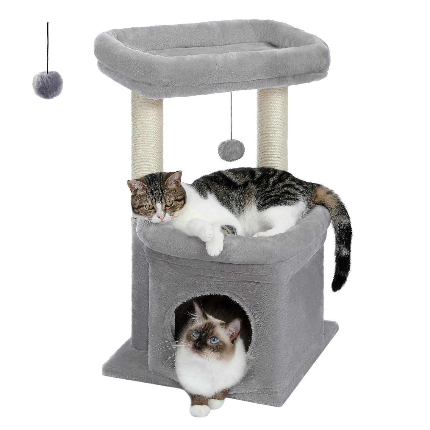 Cat Tree Tower With Cozy Condo And Wide Top Perch Sisal Posts For Indoor Cats