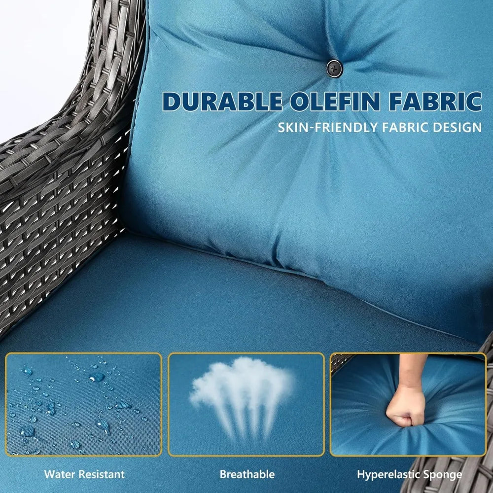 Wicker Swivel Rockers Outdoor Bistro Set With Side Table