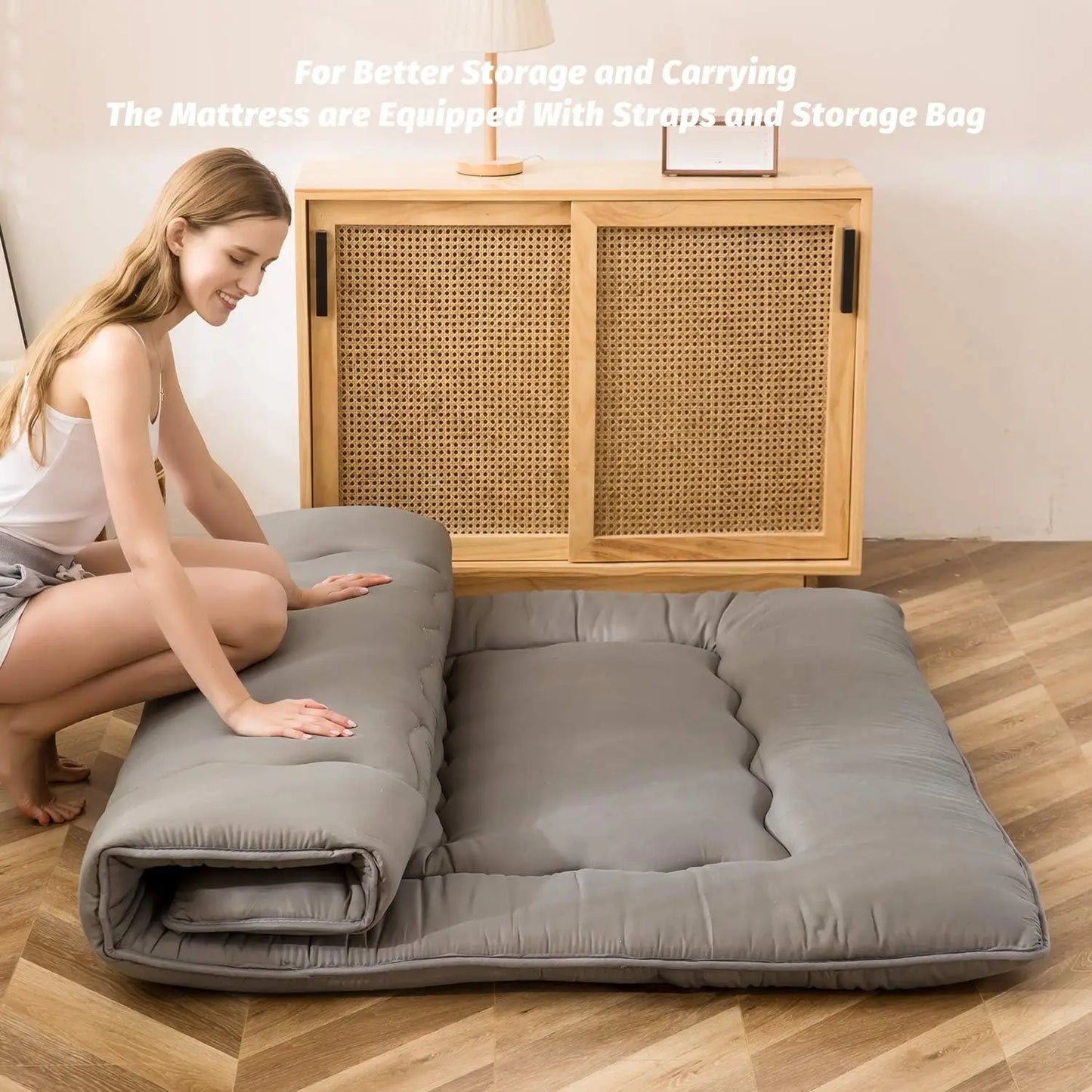 Japanese Floor Mattress Futon 11 Inch Memory Foam Tatami Roll Foldable Dormitory