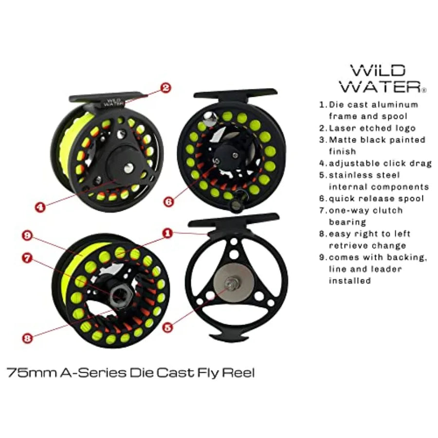 5 Foot 6 Inch Graphite Fly Fishing Starter Kit With 3 Weight 4 Piece Rod Reel