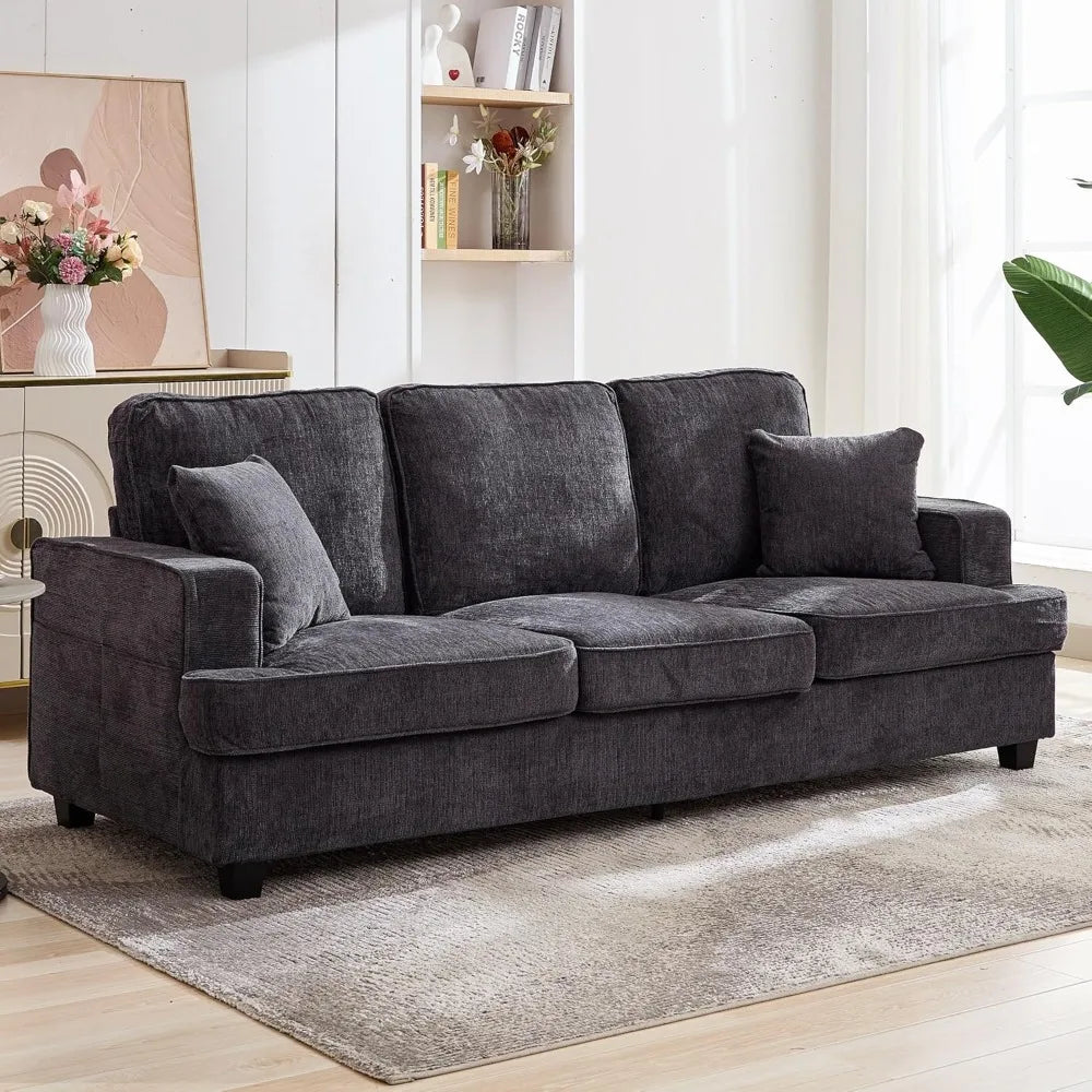 Cloud Couch 89 Inch Chenile With Deep Seats Modern 3 Seater