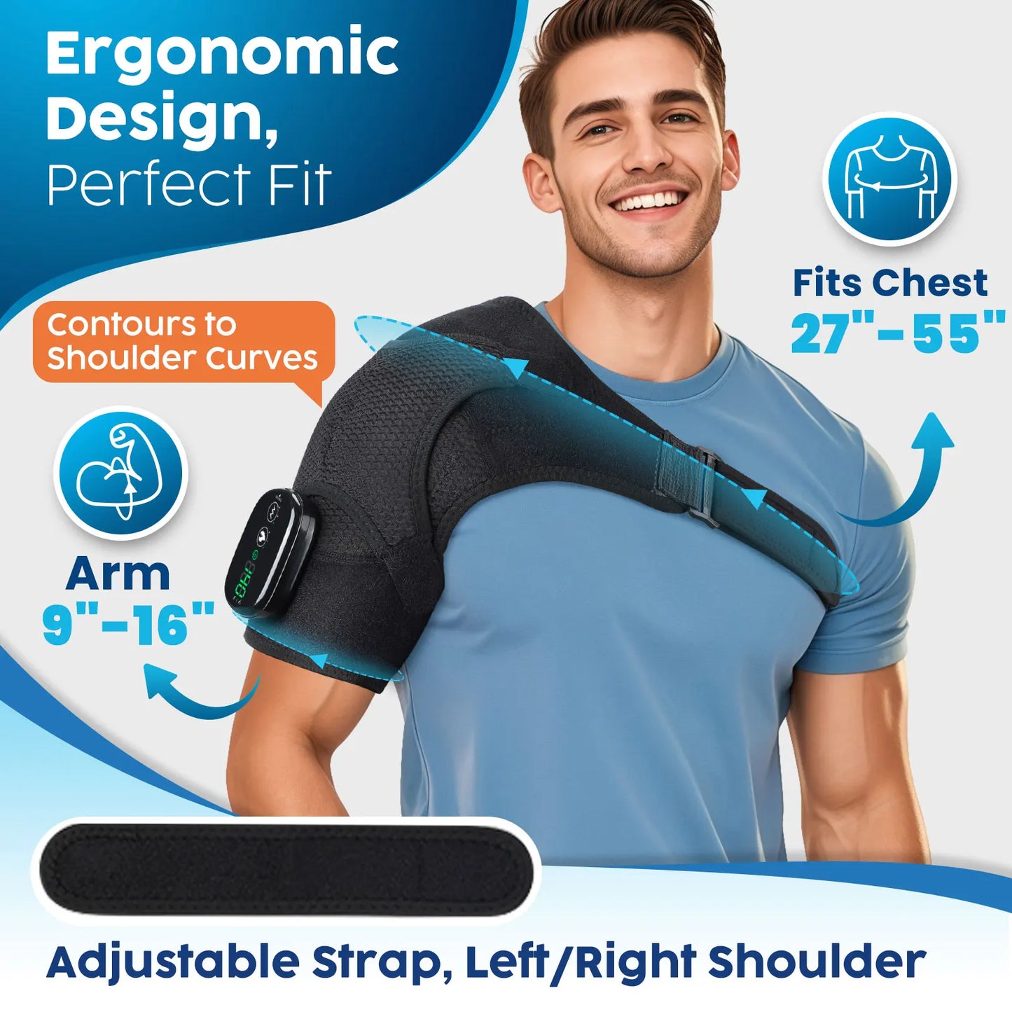 Electric Heating Shoulder Massage Belt With Adjustable Heat And 3 Speed Vibration For Shoulder Back Neck Pain Relief