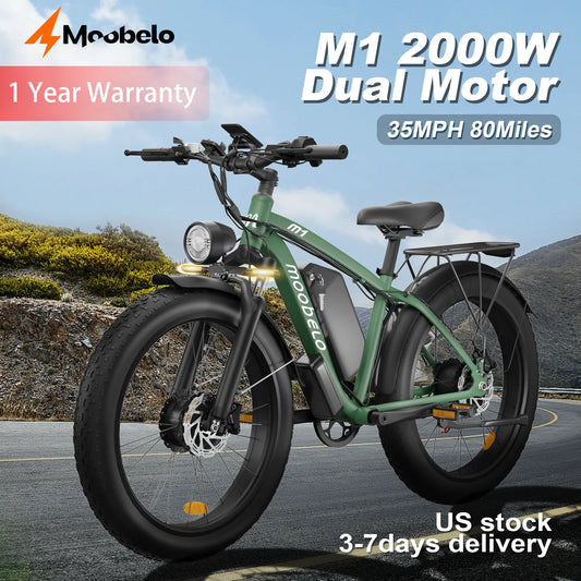 Moobelo M1 48V 2000W Dual Motor E Bike 26 Inch Fat Tires Front Suspension CE Certified Ideal For Snow Beach Urban Ebike