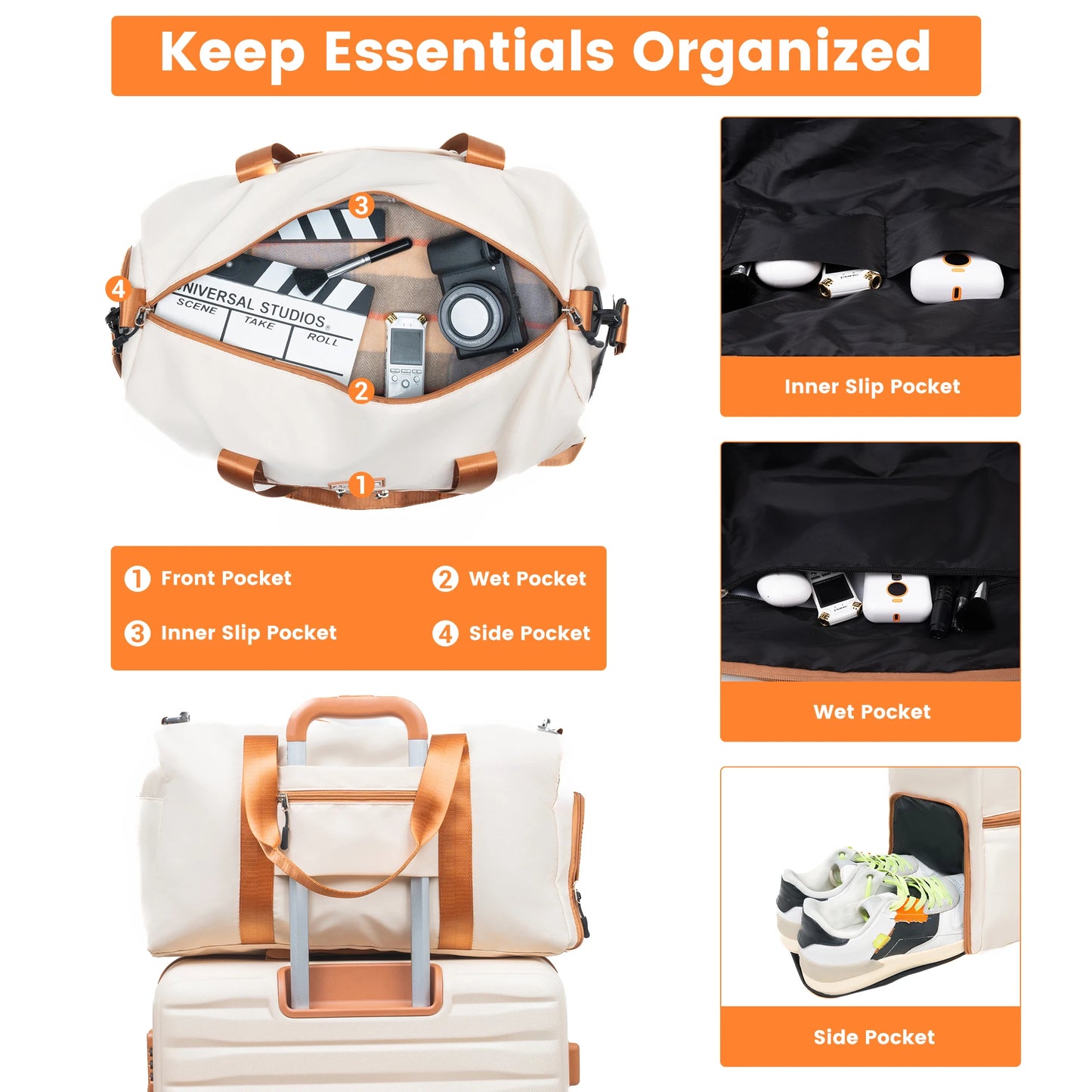 Travelhouse 3 Piece ABS Luggage Set With Spinner Wheels TSA