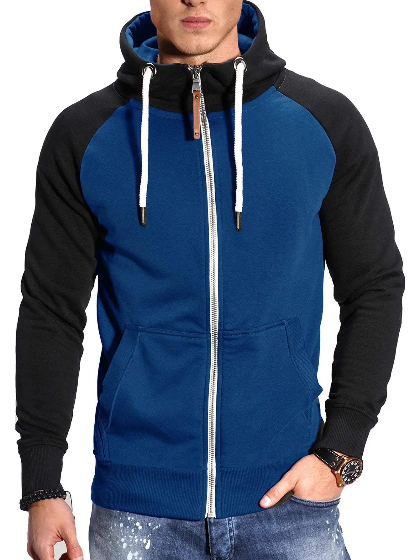 Slim Fit Hooded Zip Hoodie For Men Long Sleeve Sweatshirt Jacket
