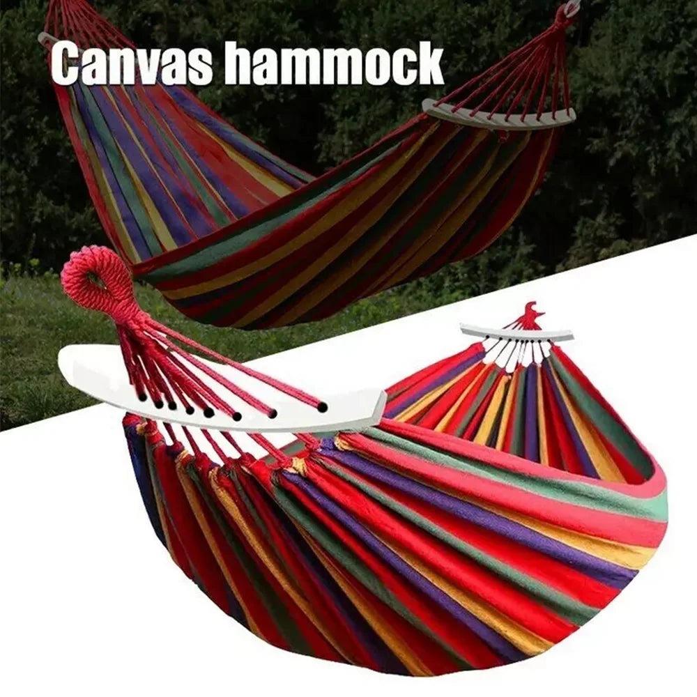 2 Person Double Camping Hammock Thickened Canvas Cotton Outdoor Bed Garden Patio