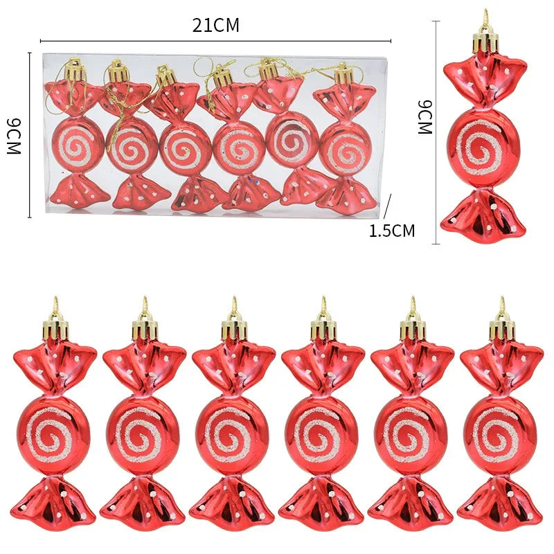 6 Pcs 2025 Christmas Lollipop And Candy Cane Ornaments For Tree Decor And Gift