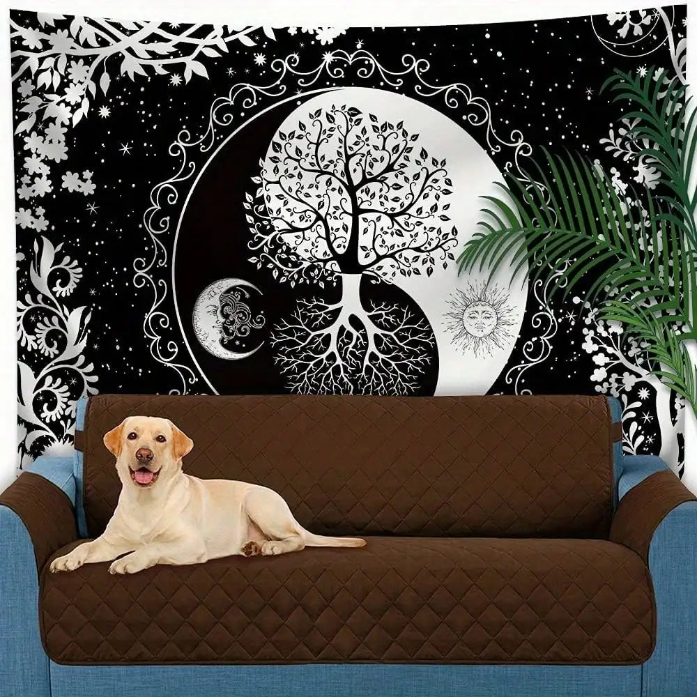Yin Yang Tapestry Tree of Life Wall Hanging Sun Moon Decor