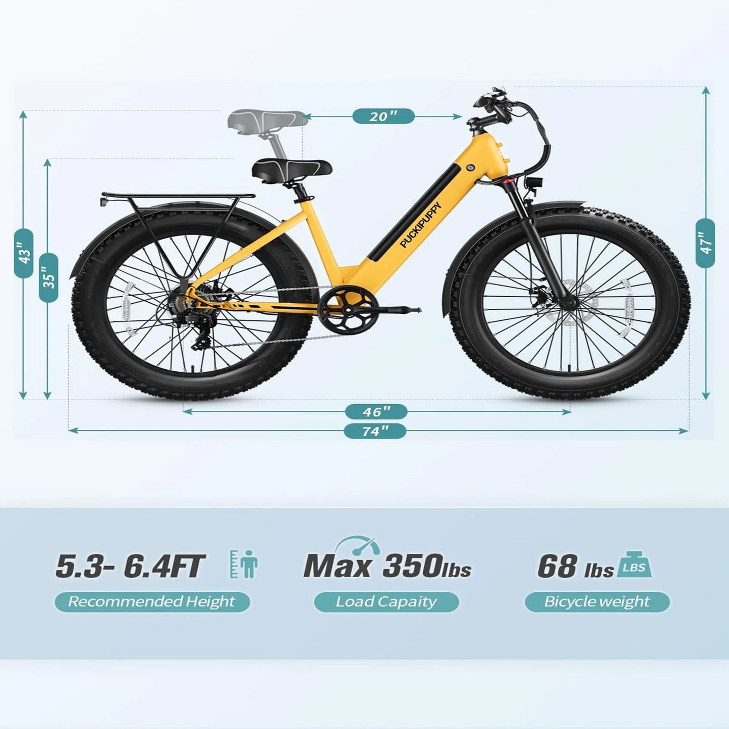PUCKIPUPPY Samoyed Electric Bike 960W Peak 28 MPH Commuter E Bike 26 Inch Fat Tire Electric Bicycle 2 Year Warranty