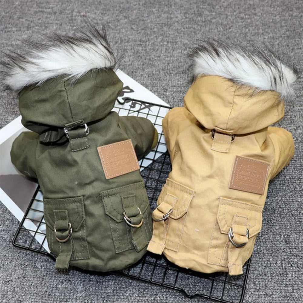 Dog Jacket With Harness Winter Coat Windproof Outdoor Warm Hoodie Vest for Sizes