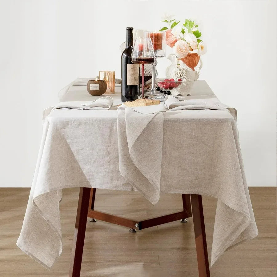 Linen Tablecloth 60x108 Inches 100 Percent Pure Linen Washable Rectangle Dining