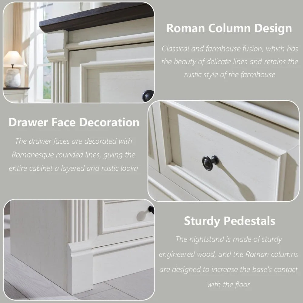 Farmhouse 7 Drawer Dresser 57 Inch Tall Bedroom Roman Column