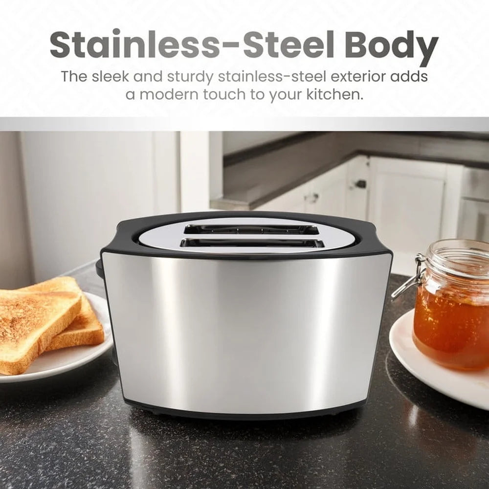 Stainless Steel 2 Slice Toaster Extra Wide Slots Bagel