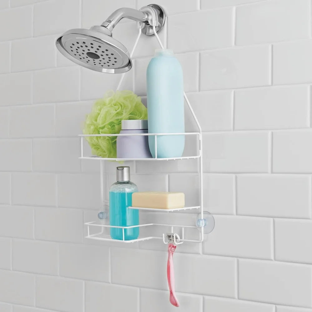 Over Shower Caddy With 2 Shelves Soap Tray And Hooks Rust Resistant Bathroom Storage Solution For Shower Essentials
