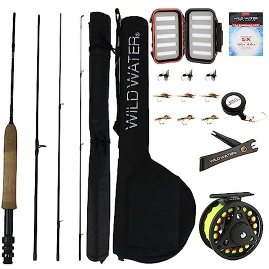 5 Foot 6 Inch Graphite Fly Fishing Starter Kit With 3 Weight 4 Piece Rod Reel
