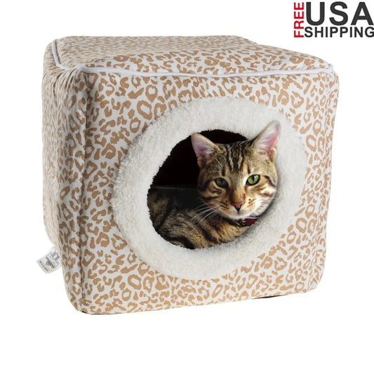Cat House for Small Pets Cozy Enclosed Bed in Suede With Removable Cover Orthopedic Cushion
