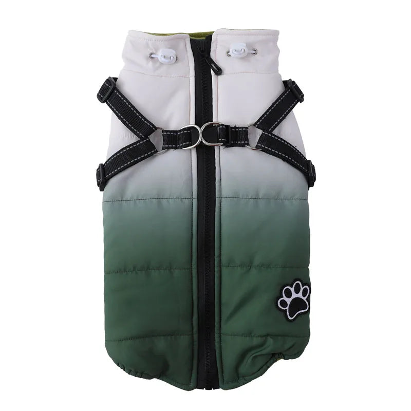 Winter Dog Jacket With Harness Zipper For All Breeds Coat
