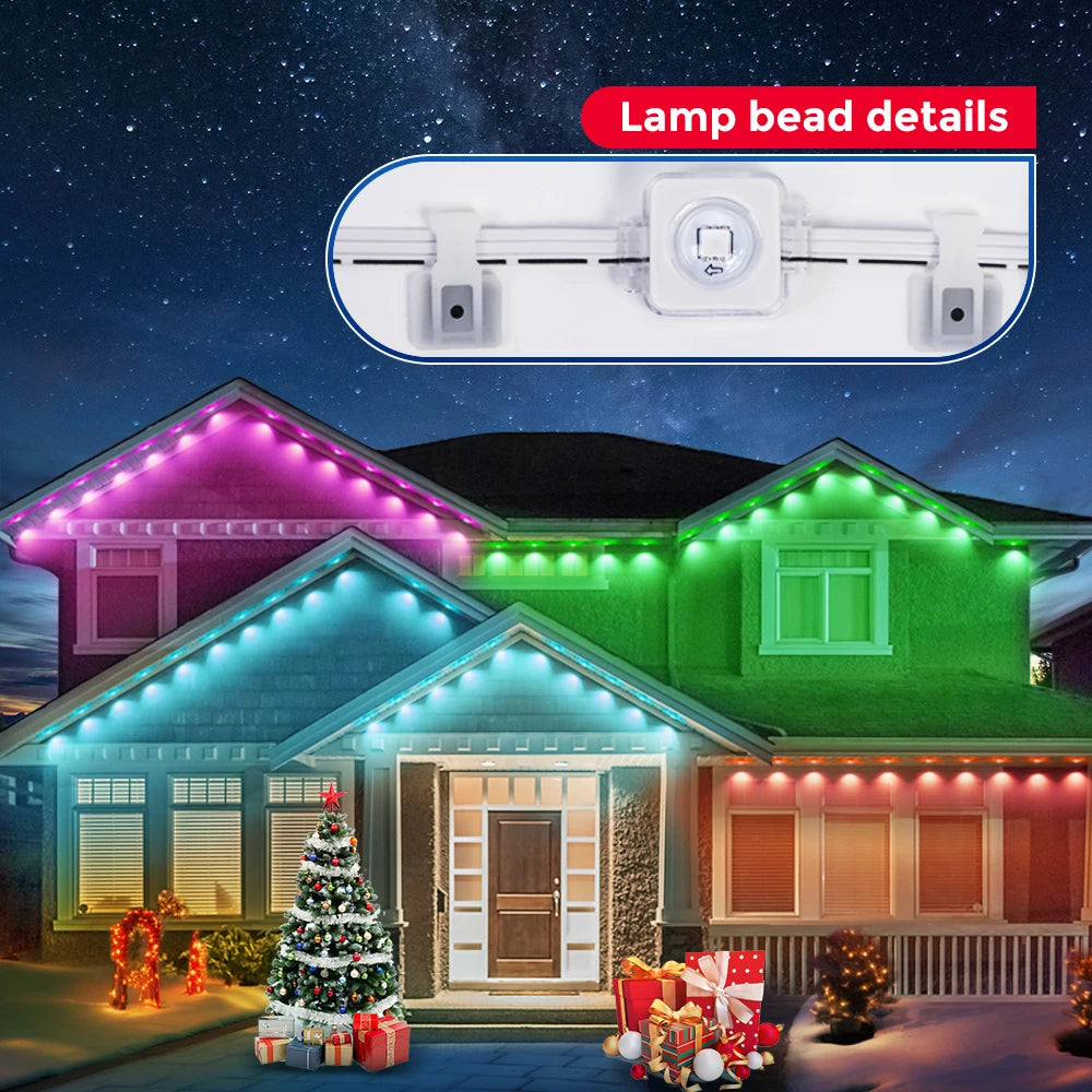 Aiopp Permanent Outdoor Lights 100ft Smart RGBIC Lights IP68 Waterproof 60 LED