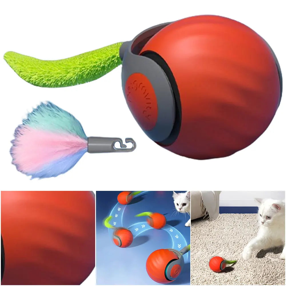 Automatic Moving Cat Toy Ball With Speedy Tail USB Rechargeable Two Speeds