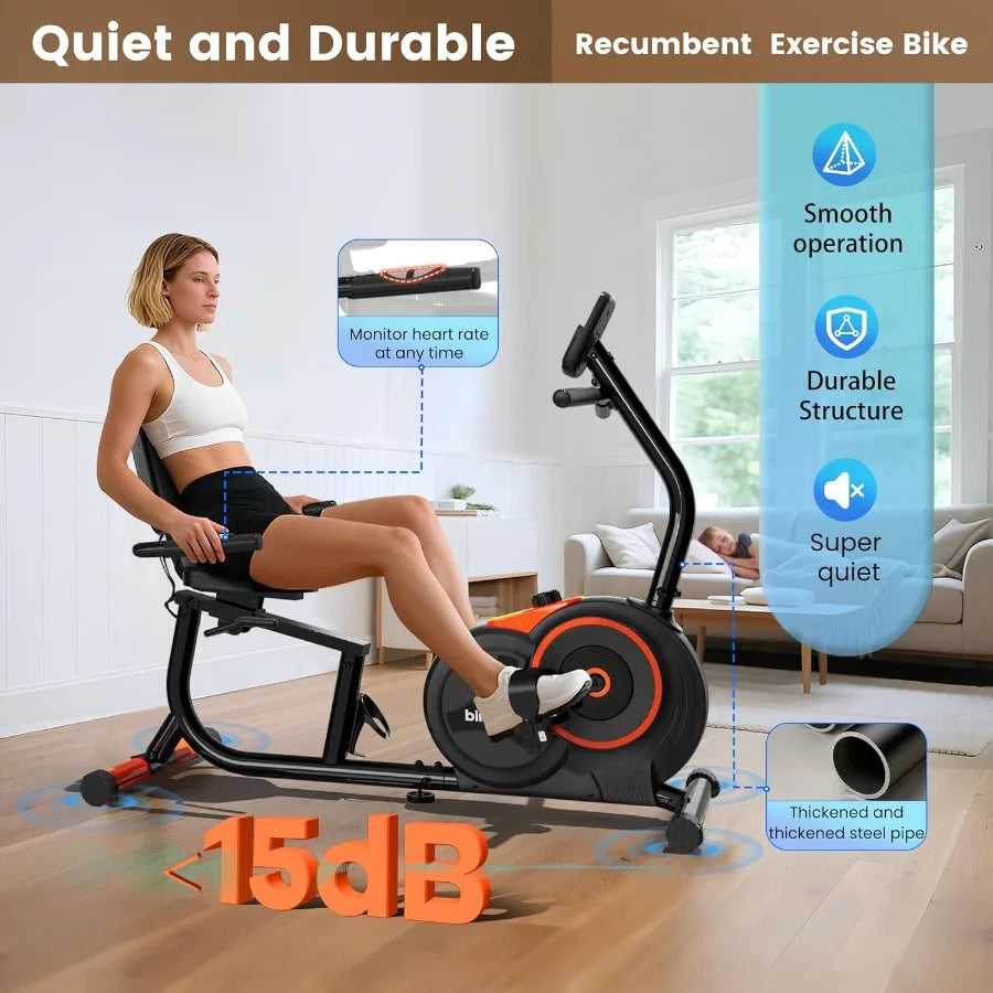 Recumbent Exercise Bike for Home Use Supports 400 Lbs 16 Adjustable Gears