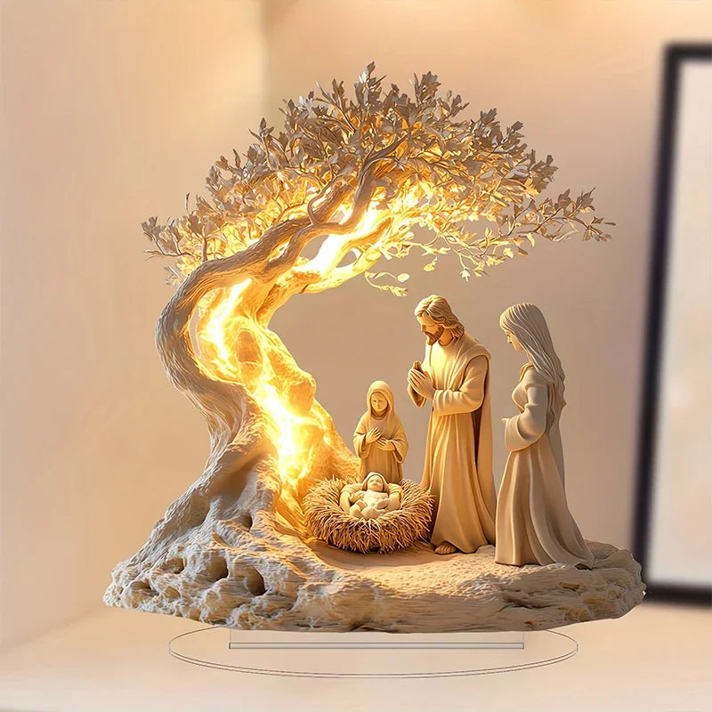 Easter 2D Nativity Scene Figurine Tabletop Decor Set for Home Church Gift