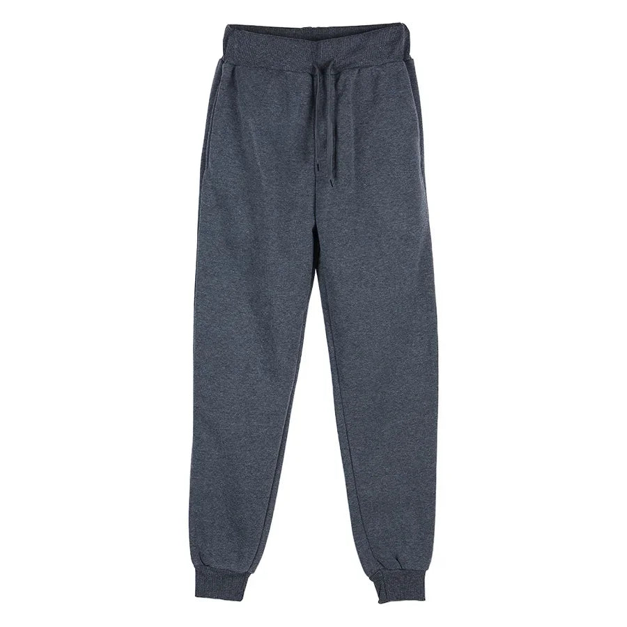 Mens Fleece Jogger Sweatpants For Autumn Winter Running Gym Pants Solid Color