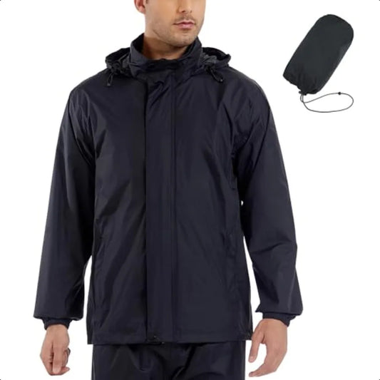 Giisam Mens Hooded Rain Jacket Waterproof Packable For Hiking Cycling