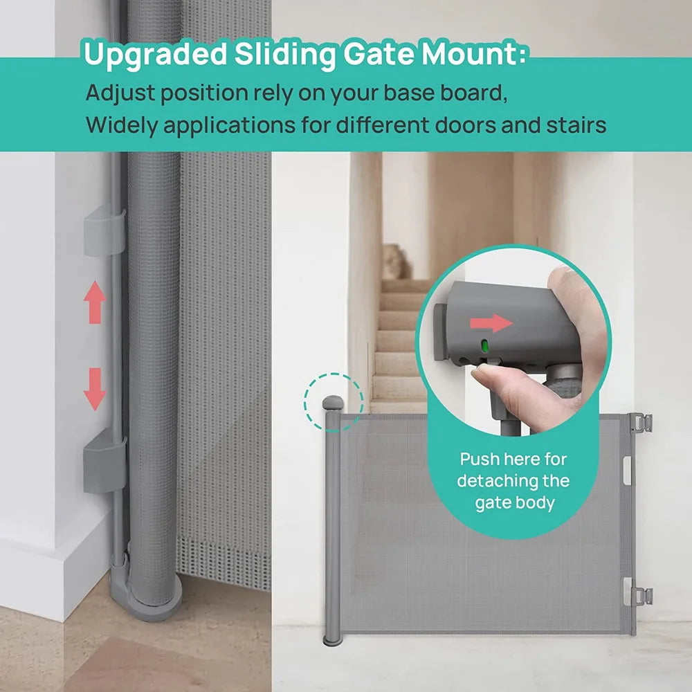 Retractable Baby Gate 71 Inch For Doorways Stairs Hallways Indoor Outdoor Pet