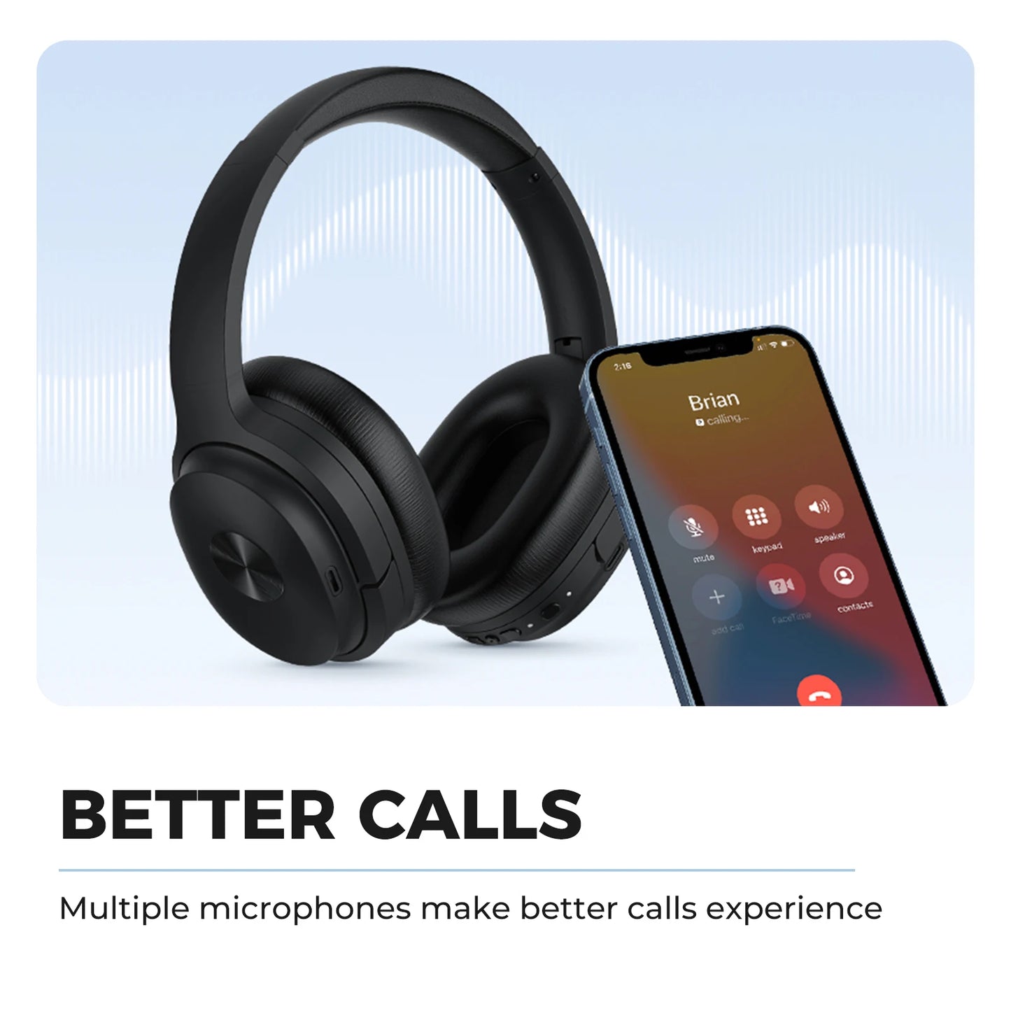 SE7 Hybrid ANC Over Ear Headphones Wireless Bluetooth 5.2 ENC Deep Bass