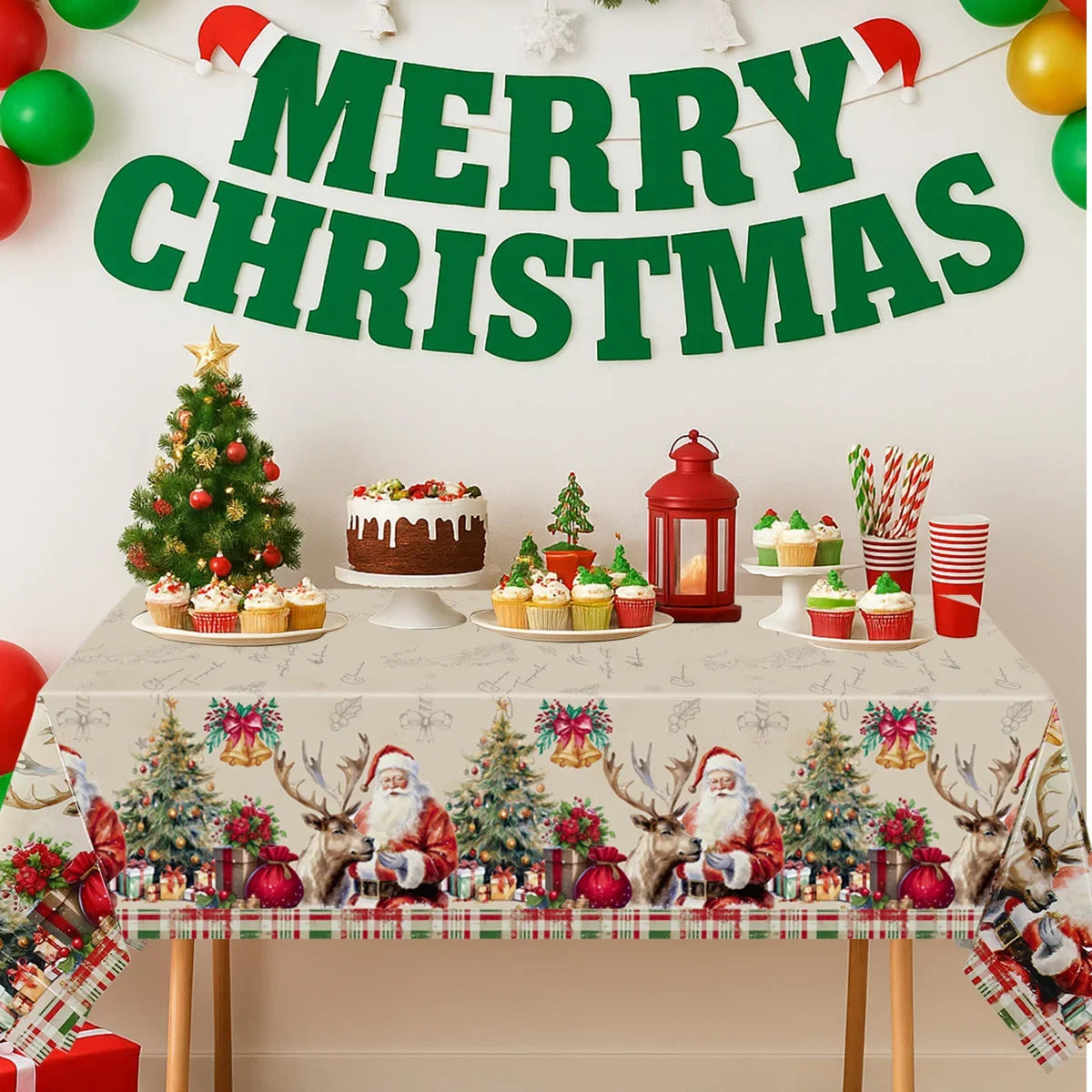 Christmas Snowflake Plastic Tablecloth For Navidad Natal And New Year Decor