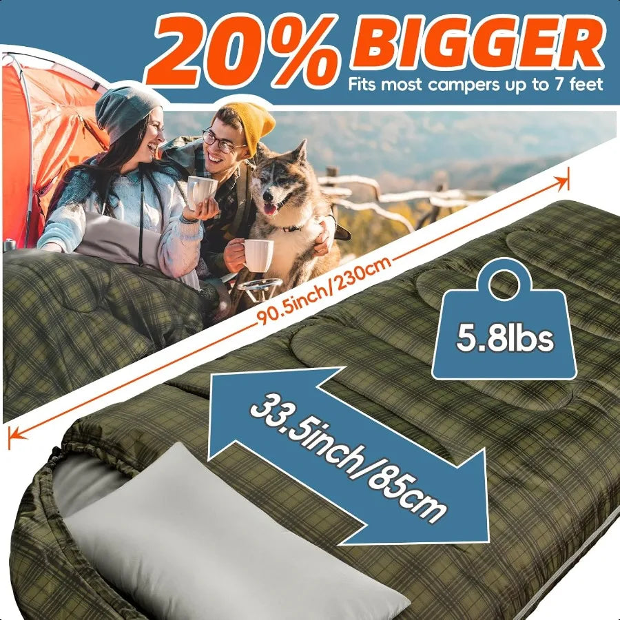 Zero Degree Winter Cotton Sleeping Bag For Adults Pillow