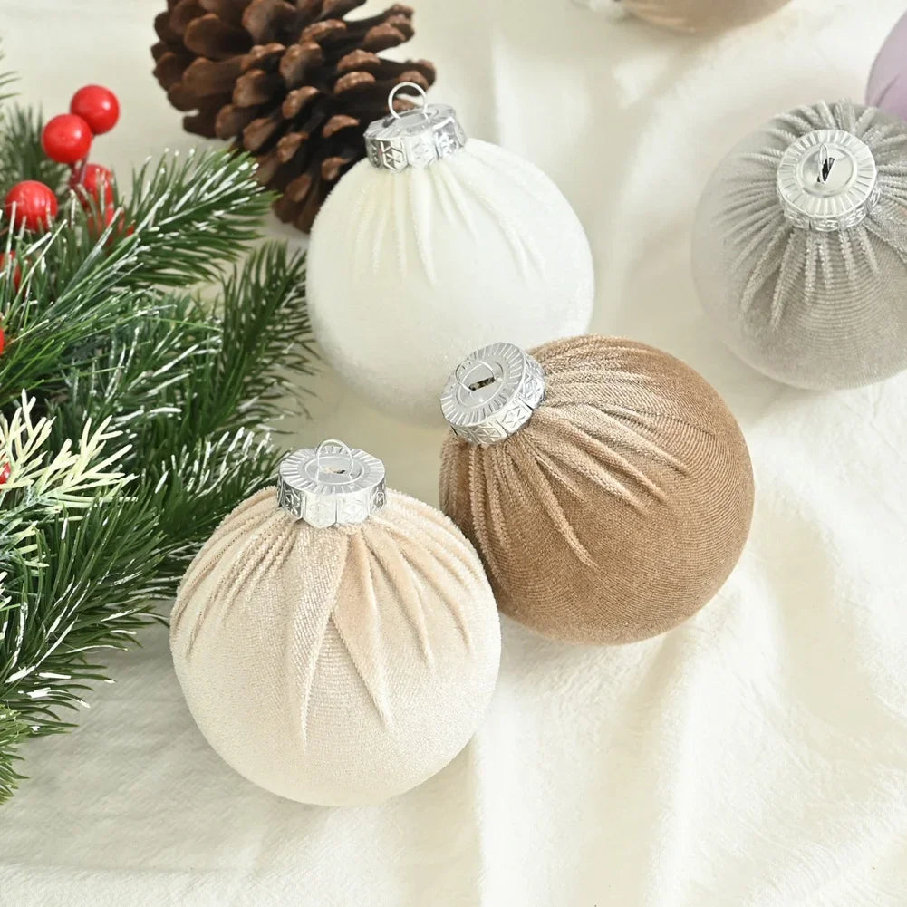 15Pcs Velvet Christmas Ball Set 8cm Ornaments With Gift Box