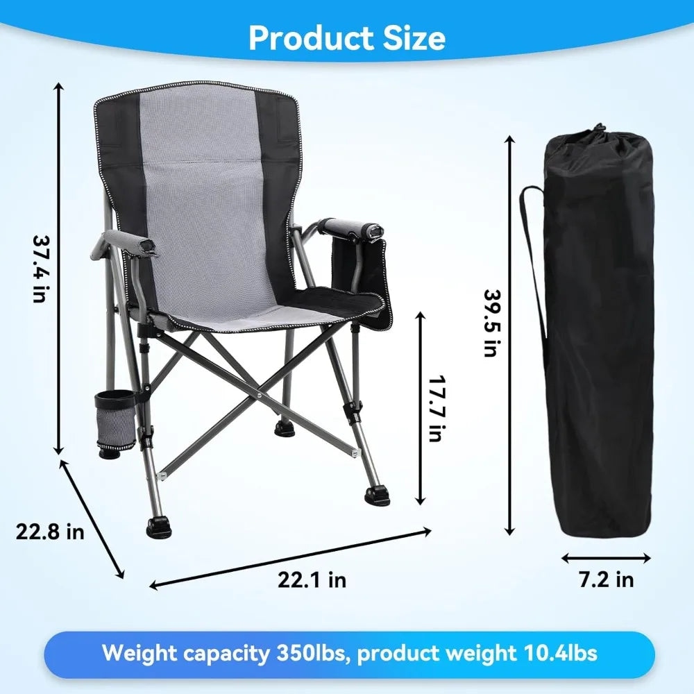 Durable Outdoor Aluminum Folding Chair With High Back Padding Up To 350 Lbs
