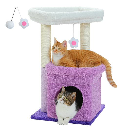 Cat Tree Tower With Cozy Condo And Wide Top Perch Sisal Posts For Indoor Cats