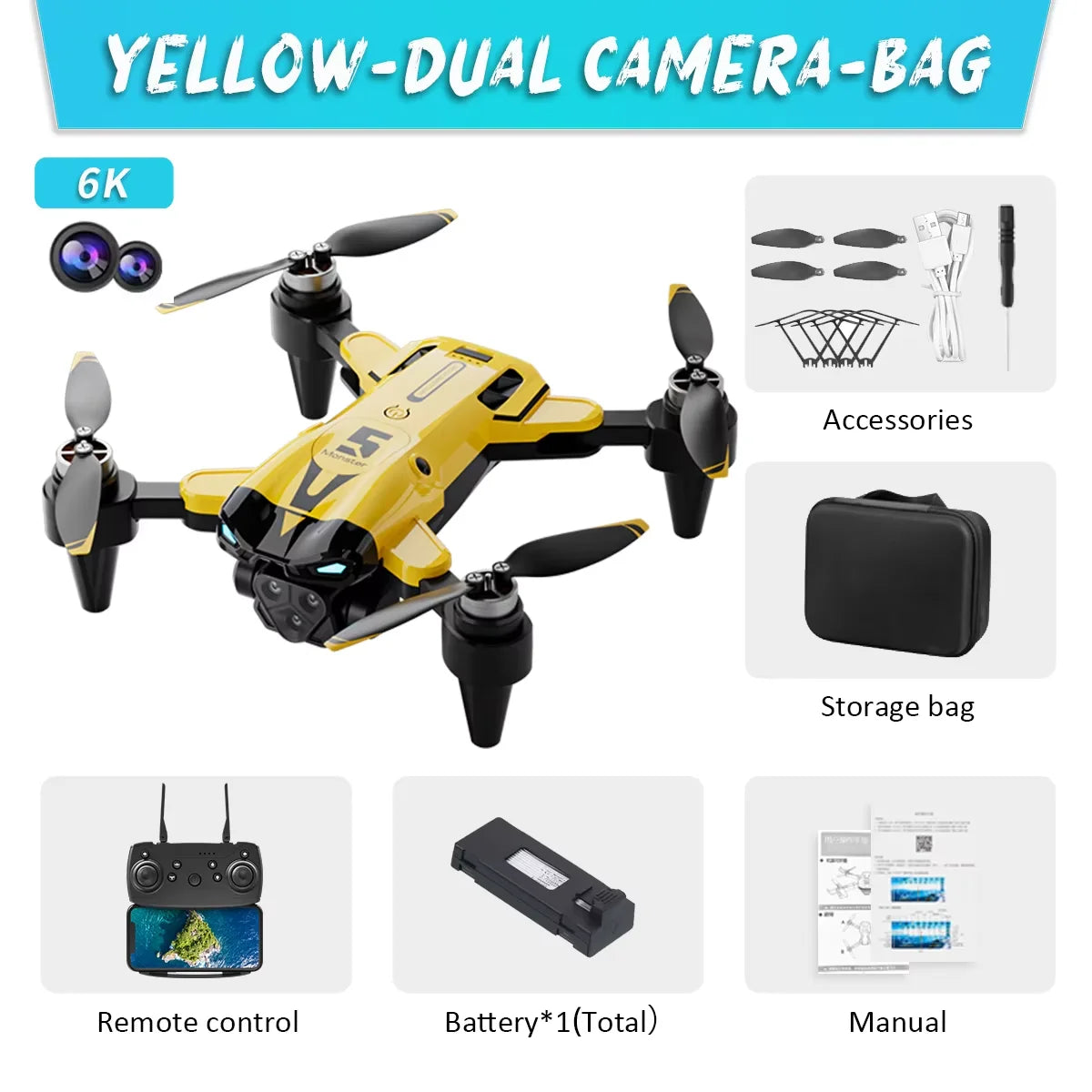 KBDFAC M5 Max Drone 8K And 4K Camera Optical Flow Brushless Quadcopter
