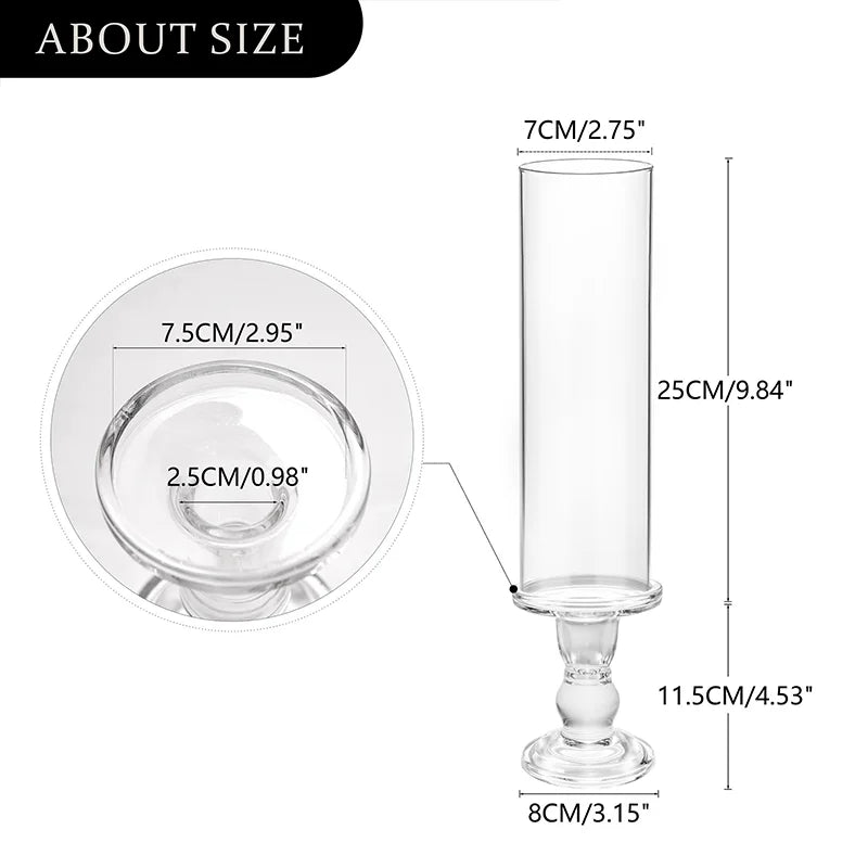 Clear Glass Hurricane Candle Holder Set Of 2 13.8 Inch Tall