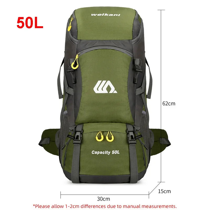 50L Travel Backpack Waterproof Hiking Camping Bag Unisex Outdoor Gear