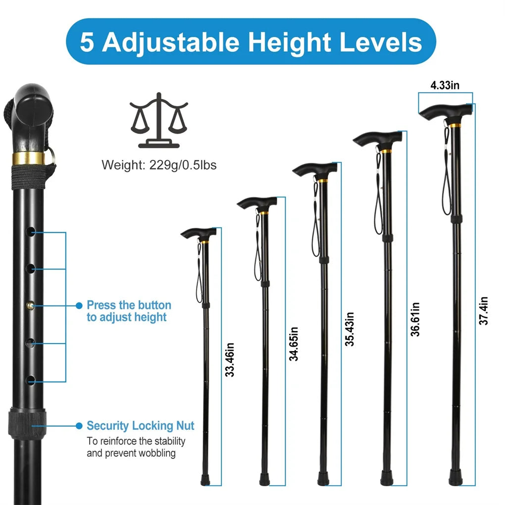 Travel Folding Trekking Pole Collapsible Walking Cane Gift