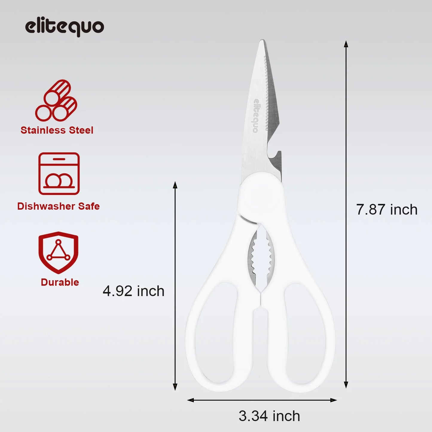 Elitequo All Purpose Kitchen Scissors Heavy Duty Stainless Steel Soft Grip