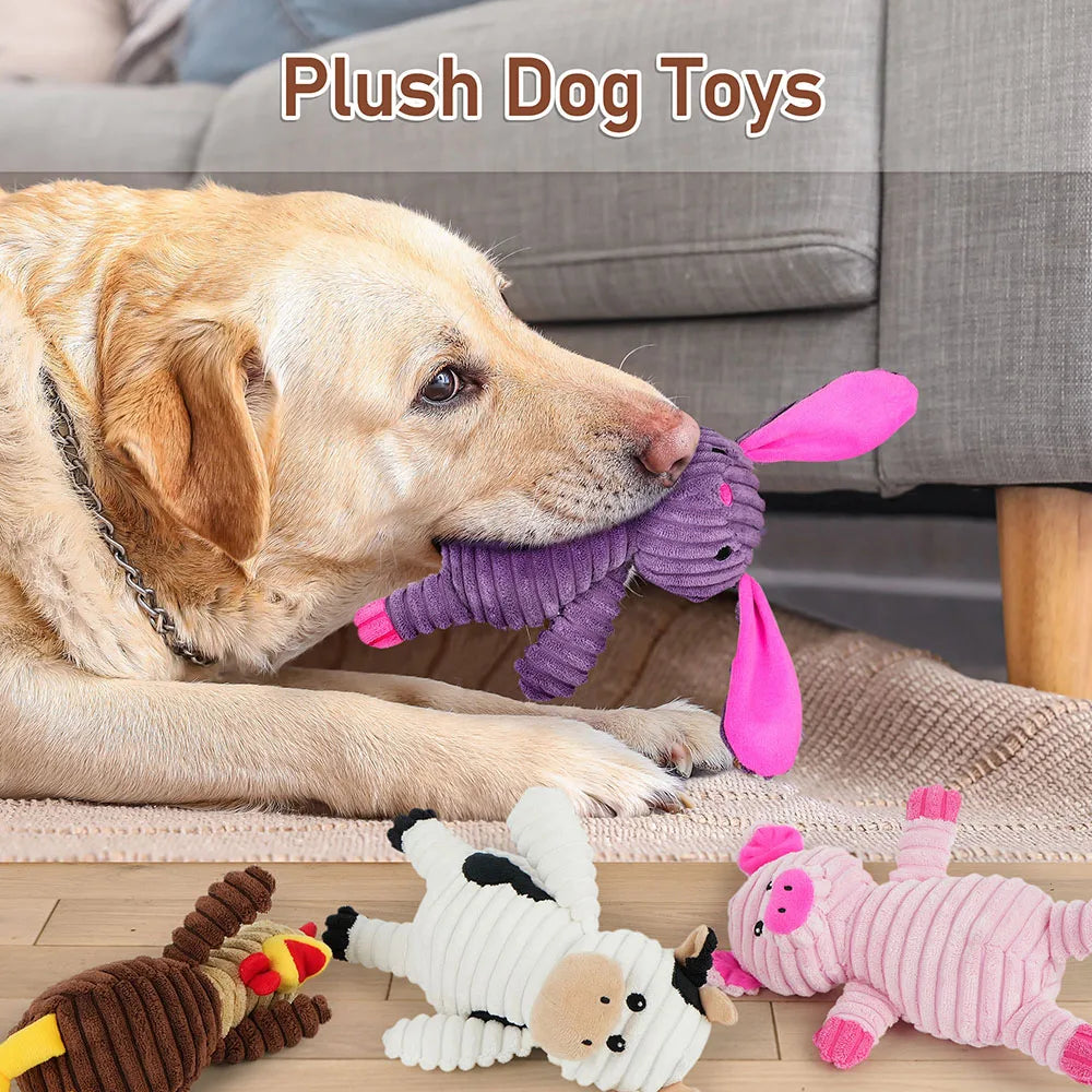 5 Pack Plush Dog Toys With Squeakers For Small Medium And Large Dogs Assorted Value Bundle Stuffed Chew Toy Set