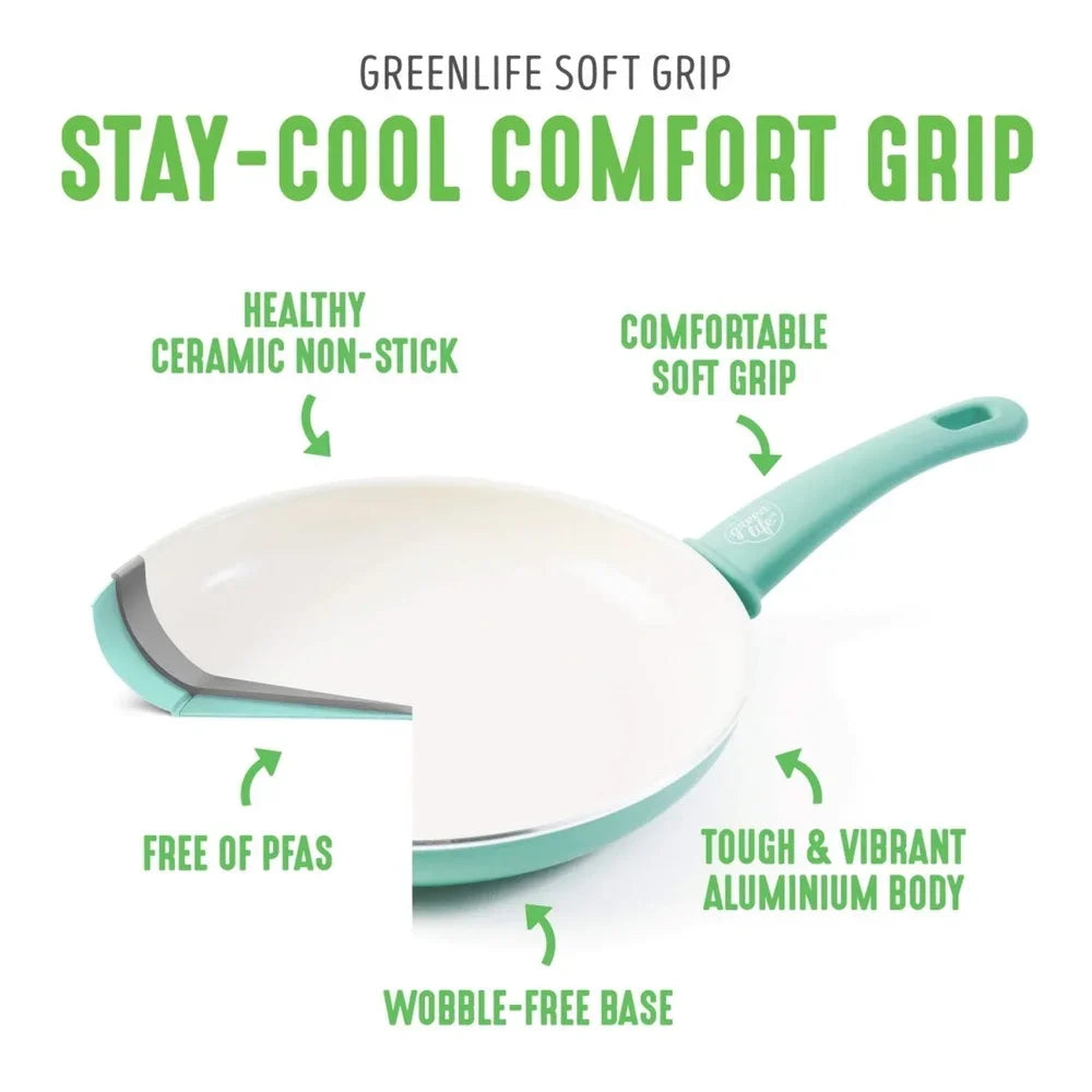 Soft Grip 8 Inch Nonstick Fry Pan With Ceramic Coating And Bakelite Handle Aluminum Dishwasher Safe And Eco Friendly