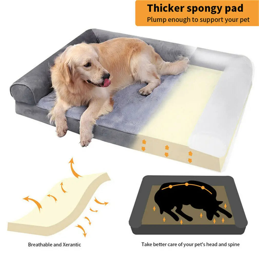 Extra Large Orthopedic Dog Bed With Removable Washable Cover Soft Sponge Foam Mattress Couch
