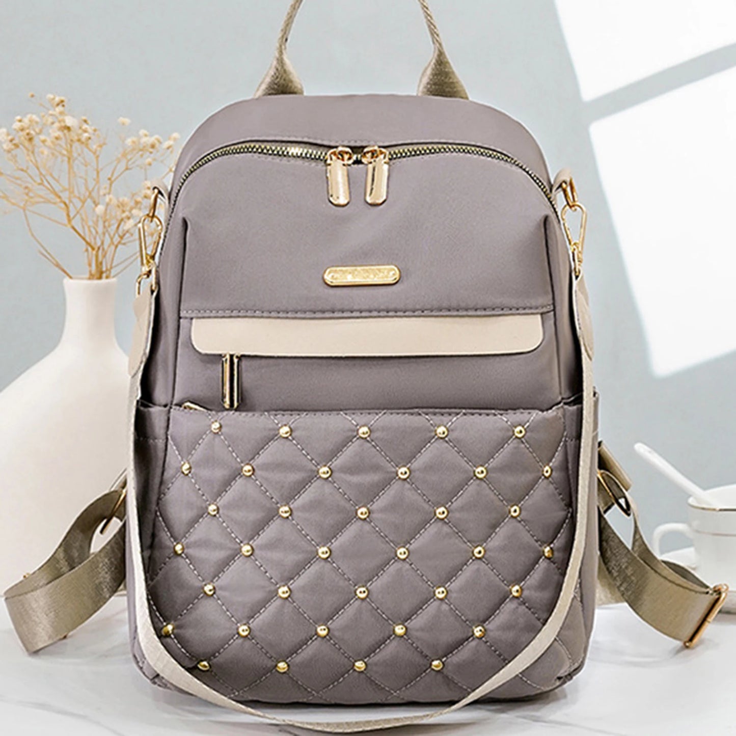 Stylish Quilted Tote Bag For Women With Adjustable Shoulder Strap For Work Travel School And Outdoor Activities