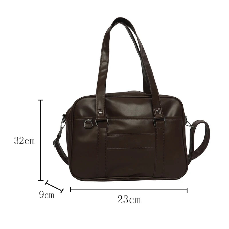 Japanese Style JK Bag For Women High School Uniform PU Leather Shoulder Bag Simple Crossbody Itabag
