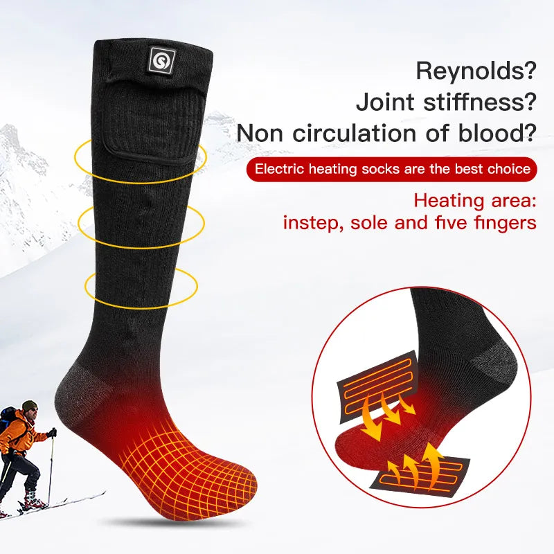 Snow Deer Winter Heated Sock Thermal Stockings Woman Men Ski Camping Warm Socks Sports Rechargeable Battery Foot Warmer