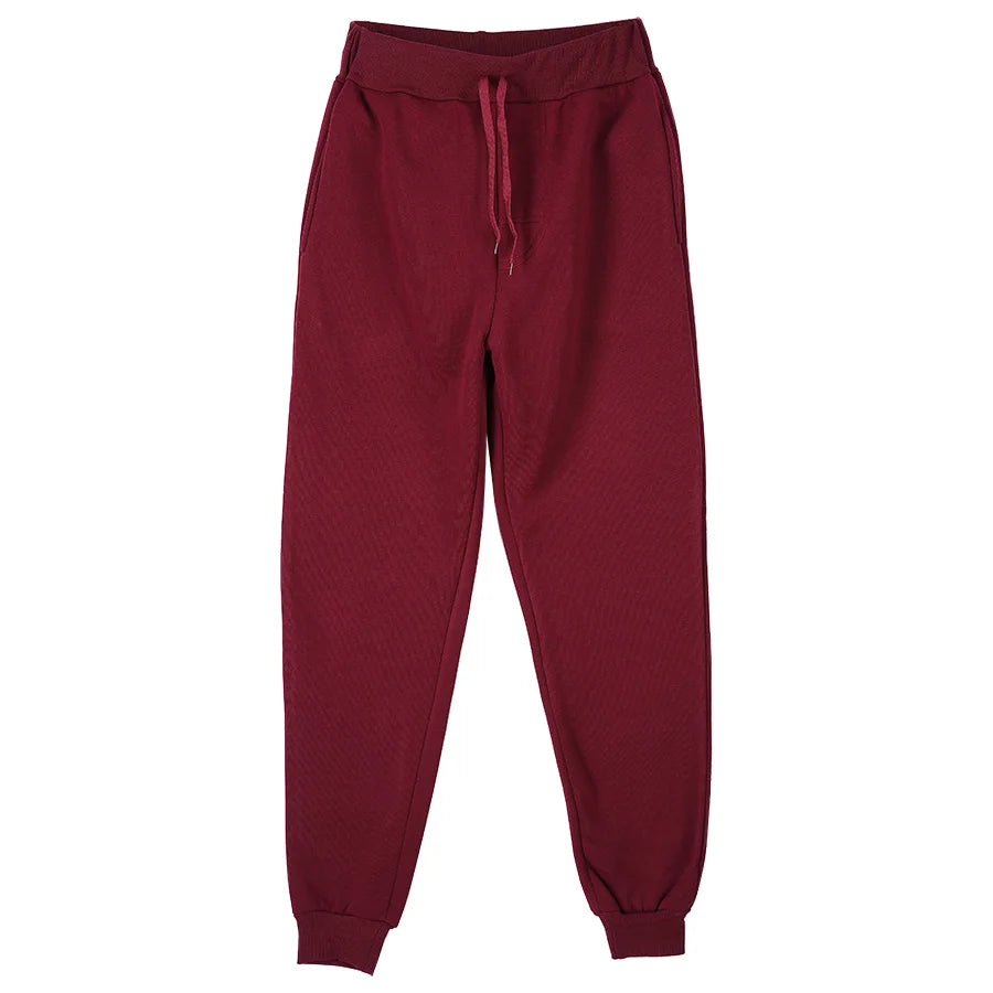 Mens Fleece Jogger Sweatpants For Autumn Winter Running Gym Pants Solid Color